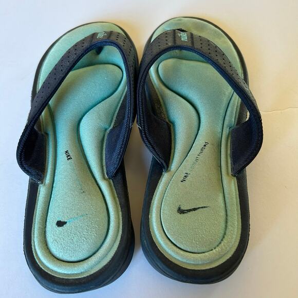 Nike Womens Sz 8 Blue Cushioned Comfort Footbed Foam Thong Flip Flops Sandals - Picture 3 of 5